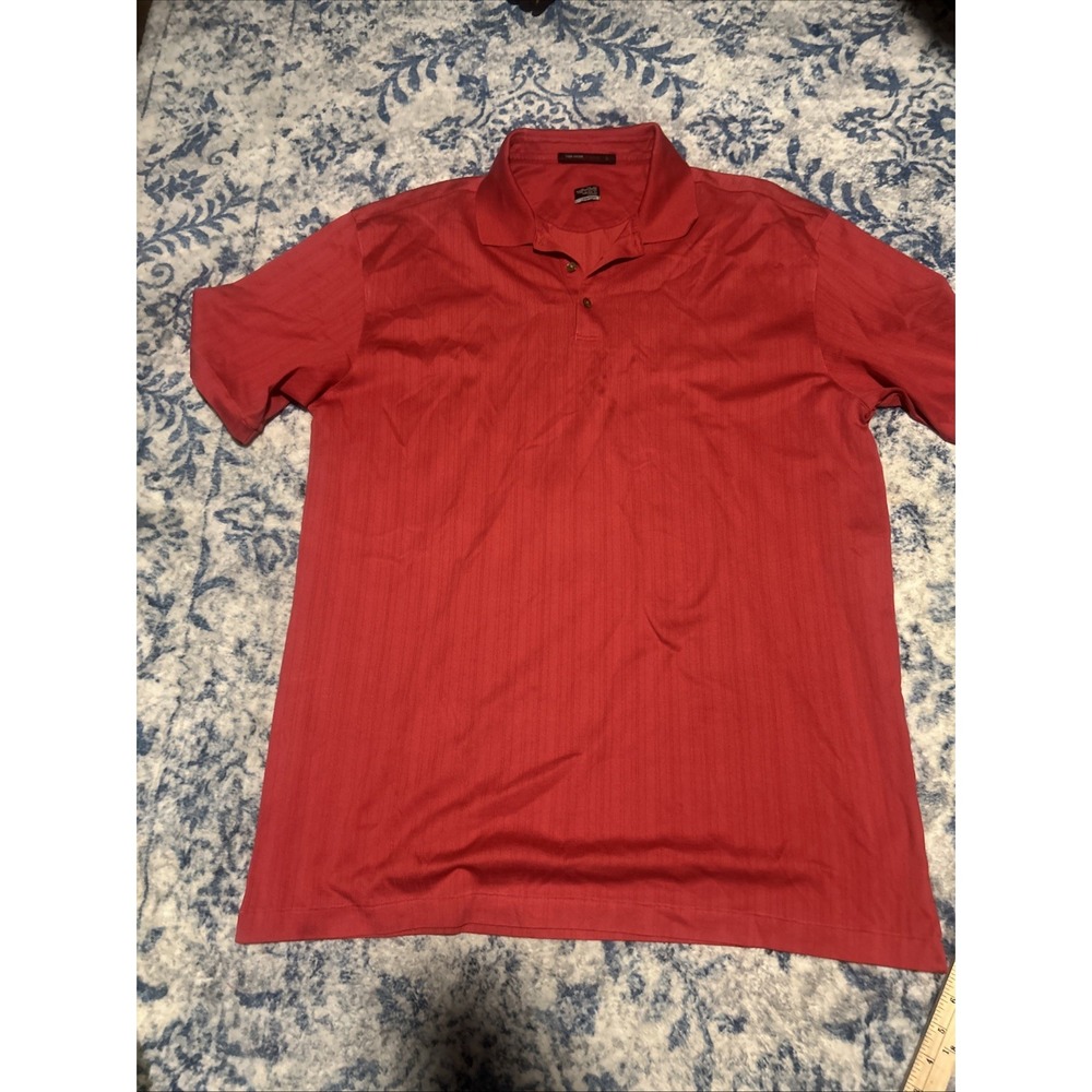 Nike Tiger Woods Collection Polo Shirt Mens XXL Cherry Red Striped Golf Fit Dry